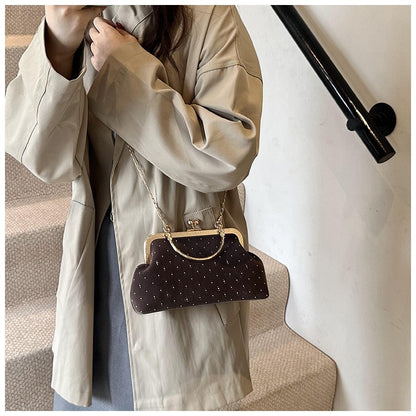 Luxury Design Women's Evening Clutch Purse Dinner Party Ladies Small Clip Shoulder Bag Handbags Retro Female Chain Crossbody Bag