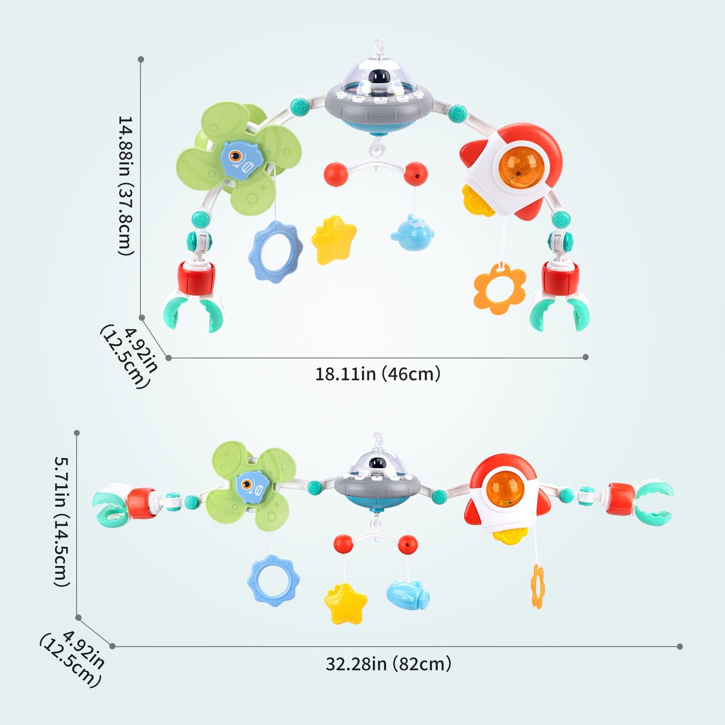 Baby Stroller Arch Toys Crib Music Rotating Bouncers Toys Fine Motor Skills Sensory Development Arch Car Seat Toys for New Born