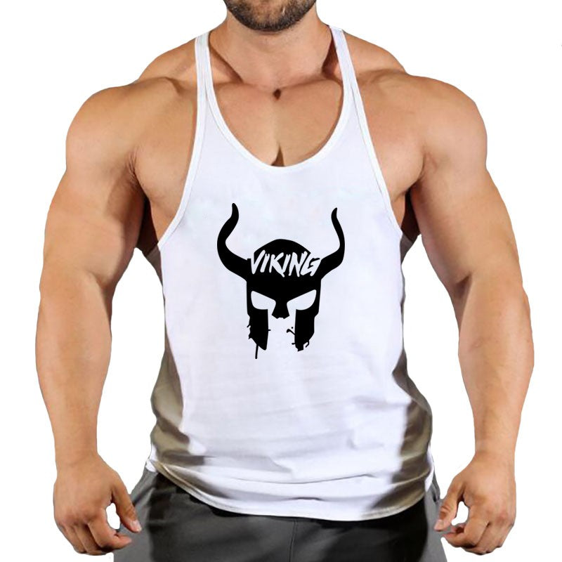 Skull Strong Print Clothing Bodybuilding Cotton Gym Tank Tops Men Sleeveless Und