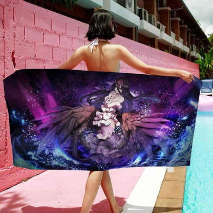 Gamer Albedo Anime Sexy Girls Anime Beach Swimming Towel Soft Absorbent Washcloth Children's Gifts For Kids Travel Camping Gym