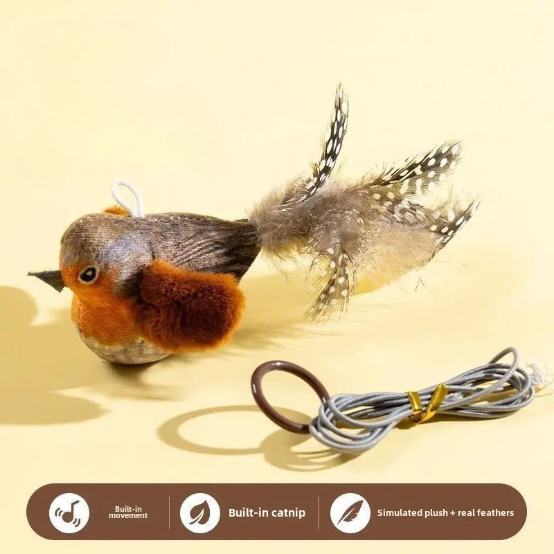 Brinquedo Interativo de Pássaros para Gatos, Brinquedo Sonoro de Gatnip para Perseguir e Provocar, Brinquedo de Gato Suspenso na Parede, Gato se Diverte Sozinho