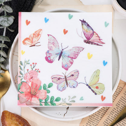 20 colored printed butterfly napkins per pack, disposable napkins for hotel parties, wedding anniversaries