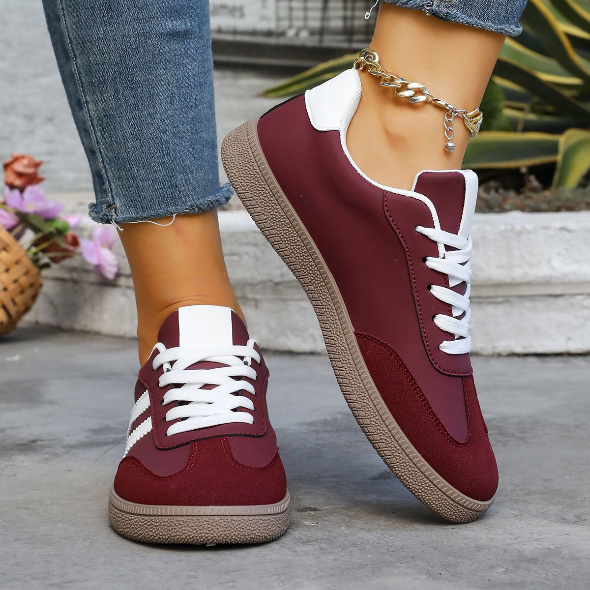 Spring Autumn Platform Sneakers Women Fashion Mixed Colors Lace-Up Sport Shoes Woman Comfortable Non Slip Flat Trainers Female