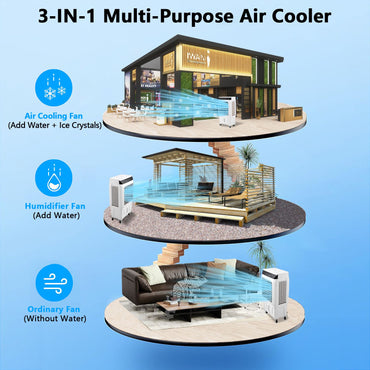 Evaporative Air Cooler, 1800CFM Swamp Cooler with Remote Control and 12H Timer, 4 Ice Packs, 3 Modes & Wind Speeds , 8.4 Gallon