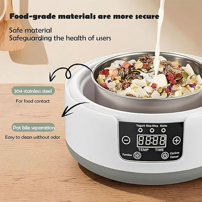 Máquina de Iogurte Automática com Temperatura Constante para Uso Doméstico, Máquina de Natto, Baixo Ruído, Multifuncional, para Cozinha, 1.2L