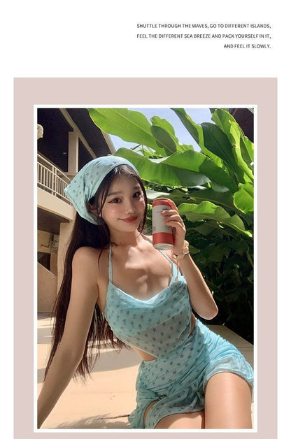 Women's Mint Mambo Bikini Set Luxury Skirted Two-Piece Swim Dress with Push-Up Top Slimming Hot Spring Resort Swimwear