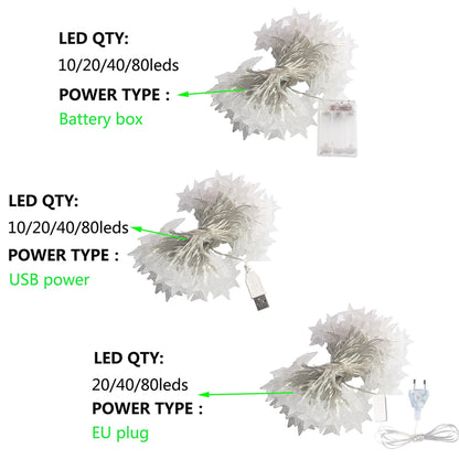 LED Star Fairy Lights Chain Battery/USB Powered String Lights Garland For Party Home Wedding Terrace Garden Christmas Decoration