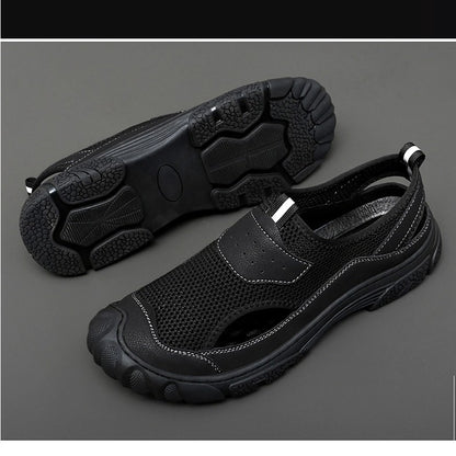 Outdoor Trendy Sandals Summer Mesh Hollow Casual Outerwear Shoes Men's Breathable Sports Shoes Beach Sandals New