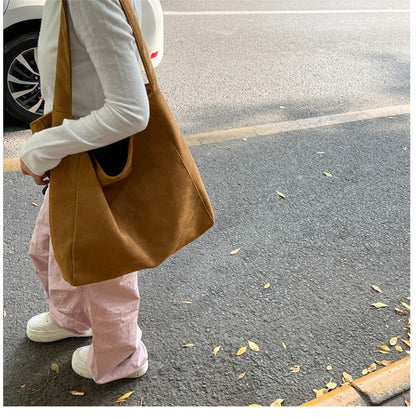 Autumn and winter new matte suede tote bag large capacity commuter casual shoulder bag fashionable versatile women's bag