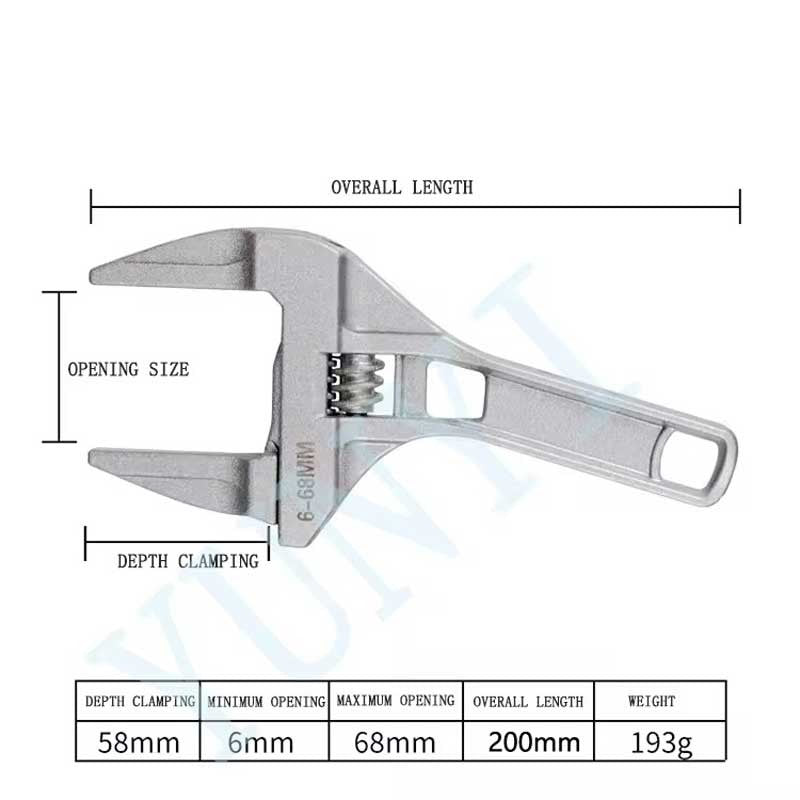 1PC 6-68mm Conjunto Universal de Reparo para Banheiro Ferramentas Manuais Chave de Tubo de Abertura Grande Chave de Porca Chave Inglesa Ajustável Ferramenta de Reparo para Banheiro
