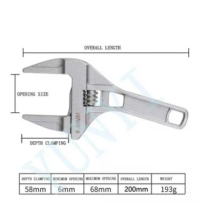 1PC 6-68mm Conjunto Universal de Reparo para Banheiro Ferramentas Manuais Chave de Tubo de Abertura Grande Chave de Porca Chave Inglesa Ajustável Ferramenta de Reparo para Banheiro
