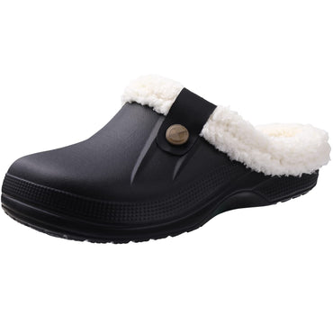Kidmi Fur Lined Clogs Slippers For Women Classic Winter Waterproof House Slippers For Women With Padded Shoes EVA Garden Shoes