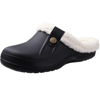 Kidmi Fur Lined Clogs Slippers For Women Classic Winter Waterproof House Slippers For Women With Padded Shoes EVA Garden Shoes