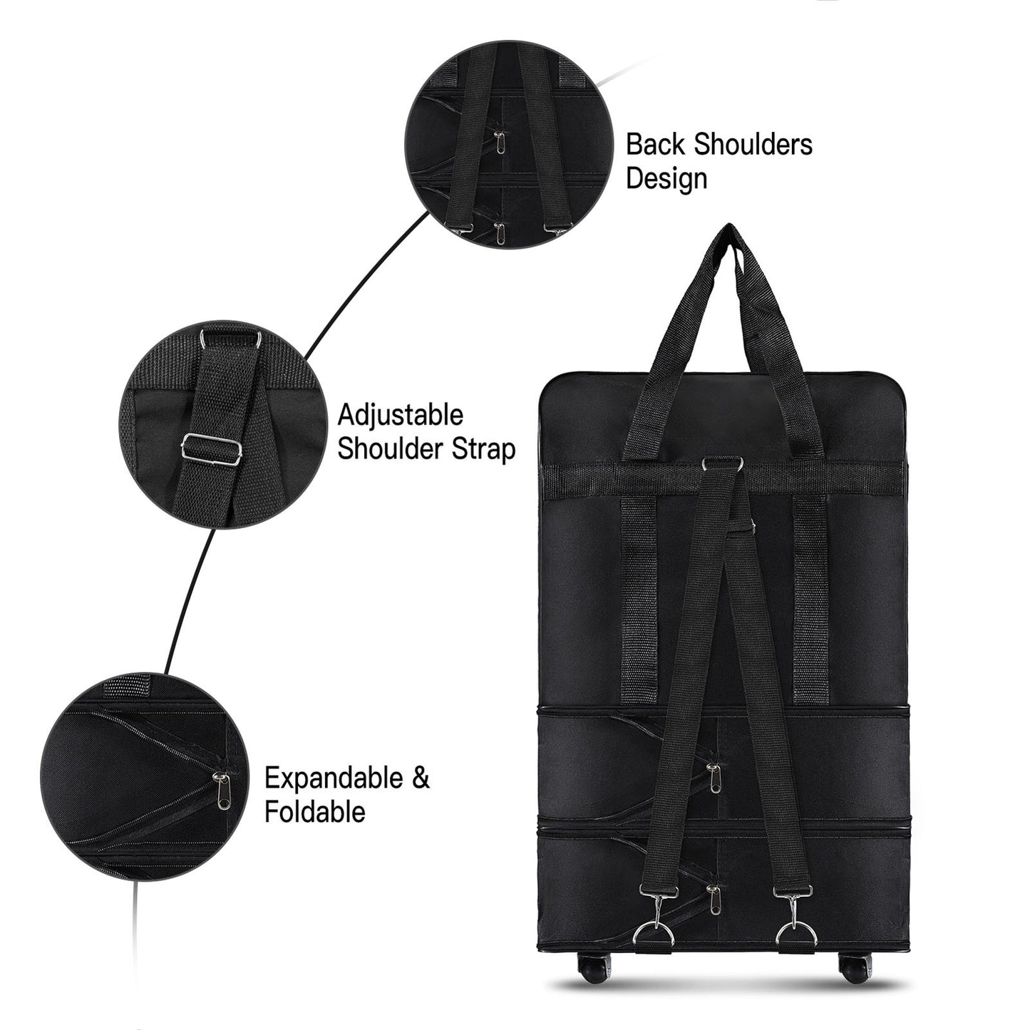 Mala Expansível Dobrável de Viagem com Rodas para Homens e Mulheres