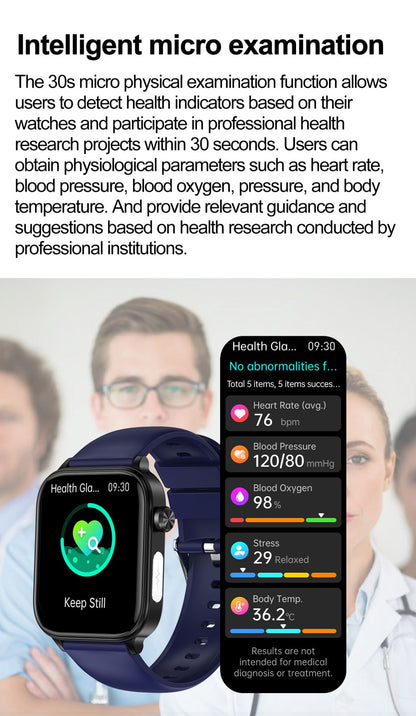 Smartwatch 2025 Novo ECG+PPG Feminino Monitor de Frequência Cardíaca Lipídios Sanguíneos Ácido Úrico Saúde Menstrual Rastreador Inteligente Para Android iOS
