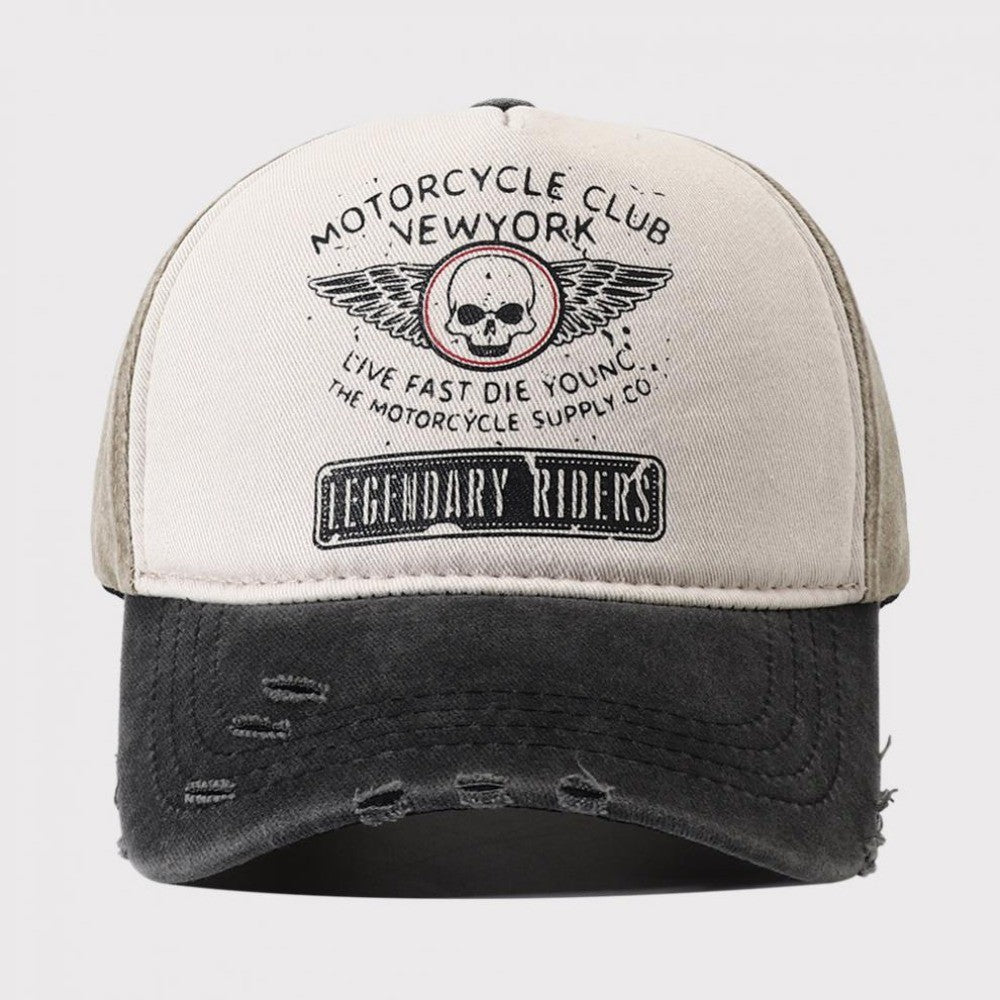 Fashion Skull Print Baseball Hat Bones Washed Cotton Snapback Hats Fashion Adjustable Sun Visors for Men Women