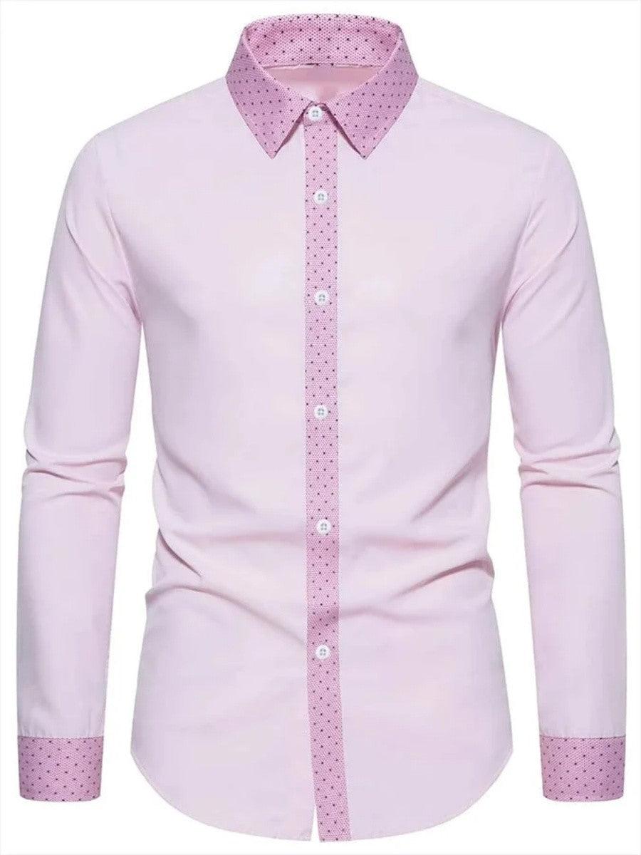 New men's simple polka dot shirt, men's long-sleeved button-down casual shirt, casual and fashionable business shirt, fast shipp