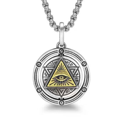 Eye of Horus, Eye of God Necklace, Rotatable Evil Eye Pendant, Men's Trendy Retro Weird Egyptian Amulet Jewelry