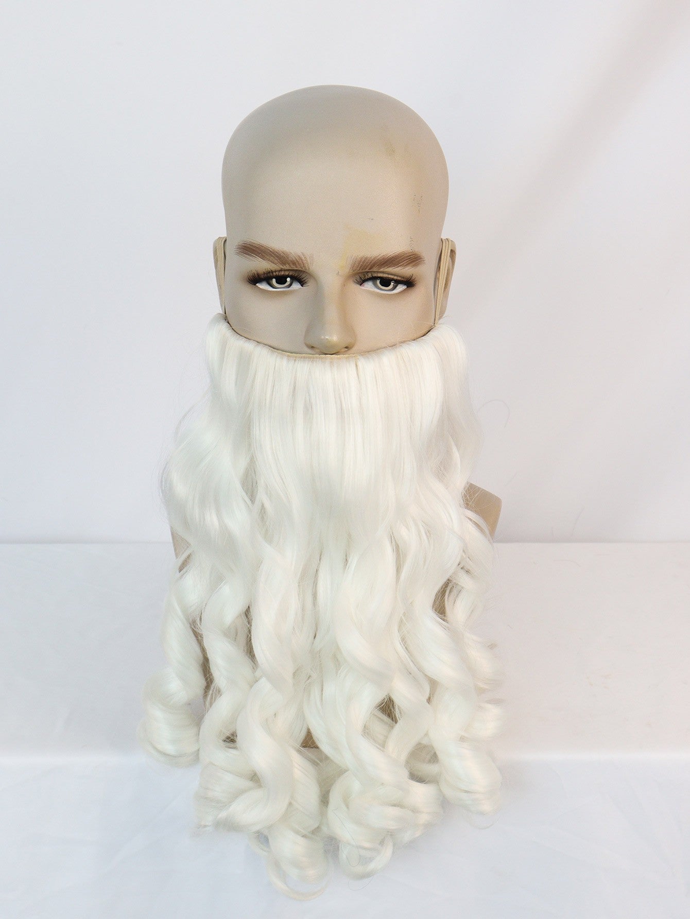 Peruca Sintética Branca Cacheada de Papai Noel para Cosplay Masculino Feminino, para Festas de Carnaval, Festivais de Música, Halloween