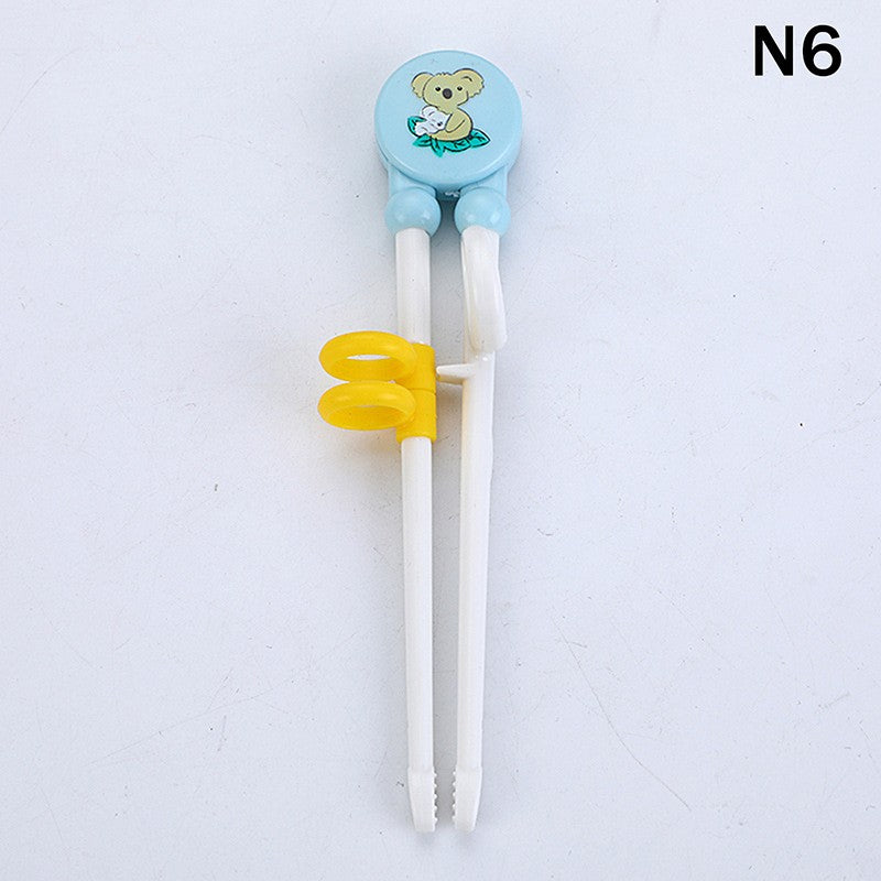{MX} Cute Cartoon Animal Head Chopsticks For Children Eating Training with Finger Guide Food Grade Plastic Baby Learn Chopsticks
