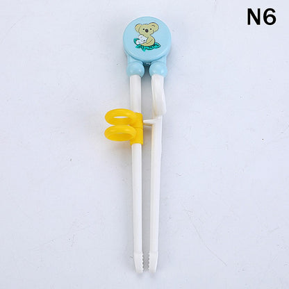 {MX} Cute Cartoon Animal Head Chopsticks For Children Eating Training with Finger Guide Food Grade Plastic Baby Learn Chopsticks