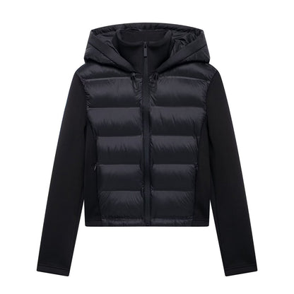 UNIZERA slim fit zipper hooded short warm jacket autumn and winter new product long sleeved solid color women's cotton jacket