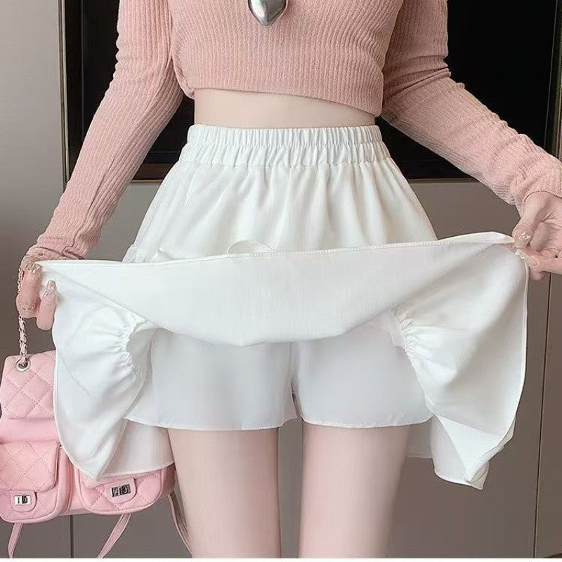 Korean Chic Y2K Sweet Girl's White Princess Mini Skirt Ballet-style Tiered Skirt Elastic High Waist Cake Skirt Shorts All-match
