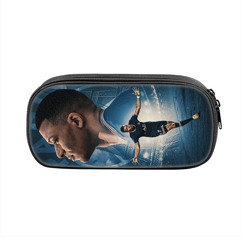 M-Mbappe Conjunto de 3 Peças Bolsa Escolar Mochila Esportiva de Futebol com Bolsas de Ombro Estojo para Canetas Mochila Escolar Jogador Estrela para Melhor Presente