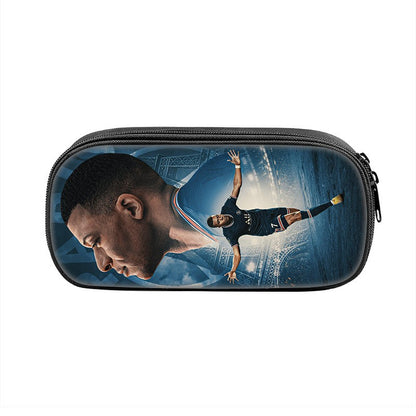 M-Mbappe Conjunto de 3 Peças Bolsa Escolar Mochila Esportiva de Futebol com Bolsas de Ombro Estojo para Canetas Mochila Escolar Jogador Estrela para Melhor Presente