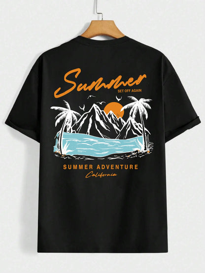 Summer Set Off Again Adventure California Mens T-Shirt Cotton Loose Tee Clothing Fashion Sweat Clothes Oversized Summer Tops