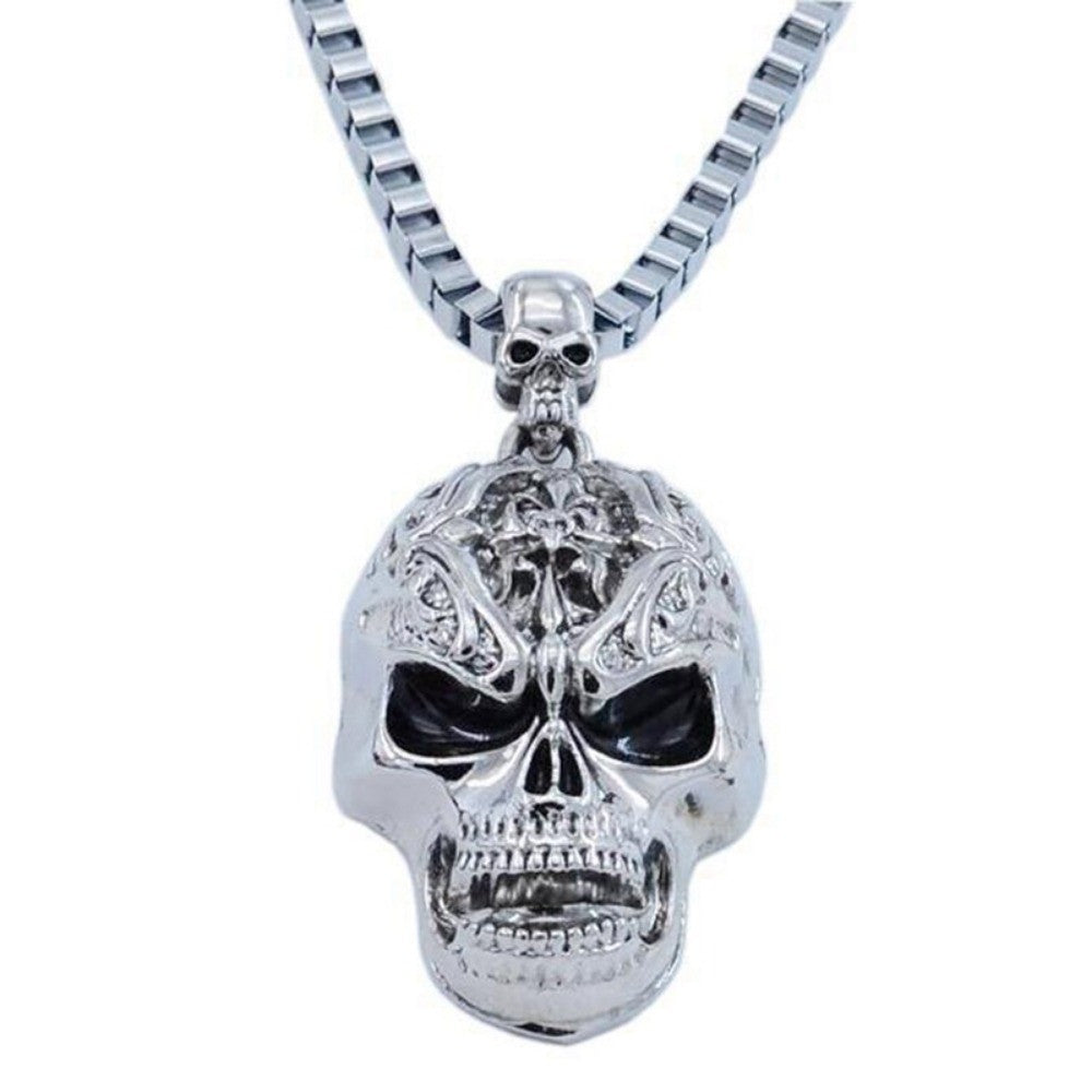 Colar de Caveira Vintage Hip Hop Maligna Pingente de Caveira de Metal Colar Gótico de Caveira Corrente de Caveira Moda Masculina e Feminina Joias Estilo Punk