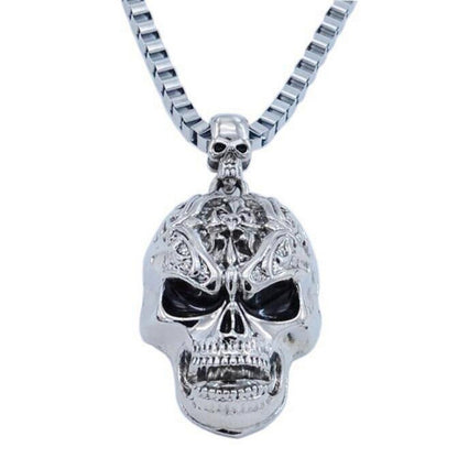 Colar de Caveira Vintage Hip Hop Maligna Pingente de Caveira de Metal Colar Gótico de Caveira Corrente de Caveira Moda Masculina e Feminina Joias Estilo Punk