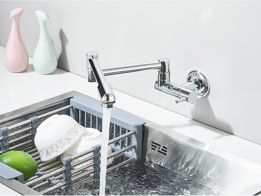 Brushed Gold Rotated Kitchen Sink Faucet Cold Water Tap Brass Basin Sink Swivel Faucets Wall Mounted Faucet