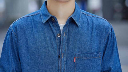 High Quality Cotton Denim Shirt Mens High Street Long Sleeve Cowboy Shirts for Men Autumn Casual Slim Fit Mens Design Clothing