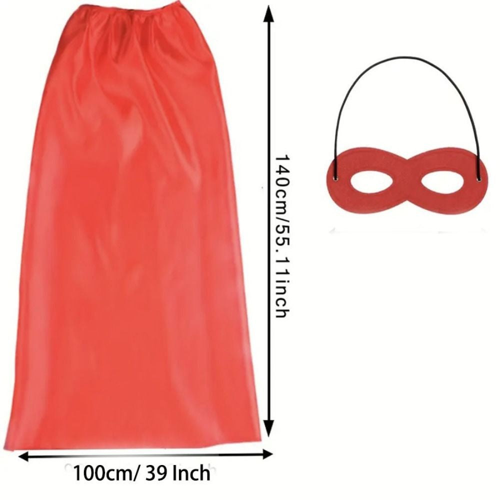 2Pcs/Set Solid Color Adult Superhero Cape with Eye Mask Cosplay Costume Long Cape Halloween Superhero Cloak Clothing Props