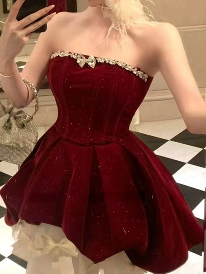 Fashion New Women Vintage Velvet Party Dress Sleeveless Elegant Mesh Patchwork Christmas Short Dress Female Vestidos JJ89