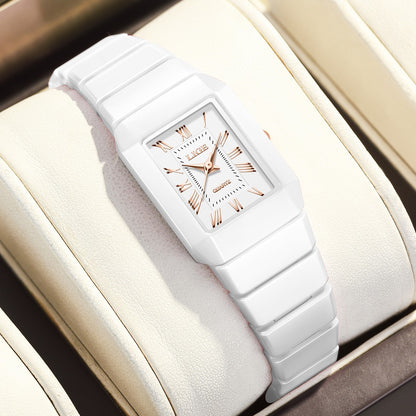LIGE 2026 Women's Watch ceramic fashion quartz wristwatch elegant waterproof vintage watches ultra-thin Watch for Women reloj
