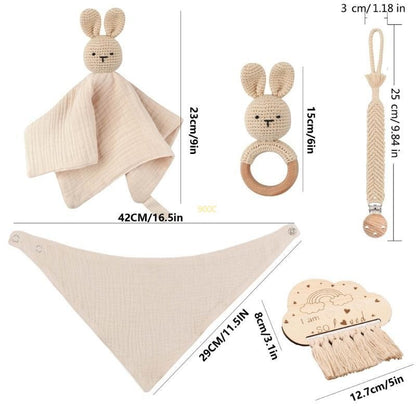 5Pcs Baby Soothing Doll Toy Burp Cloth Pacifier Chain and Teether with Tassels Board for Comfortable Teeth Care