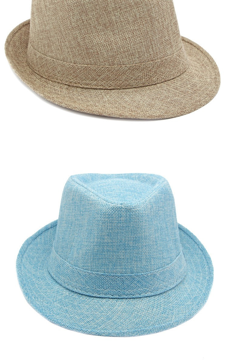 Middle-aged Spring and Summer Outdoor Sun Protection Hat Beach Top Hat Female Casual Retro Jazz Linen Hat  Fedoras for Man Party
