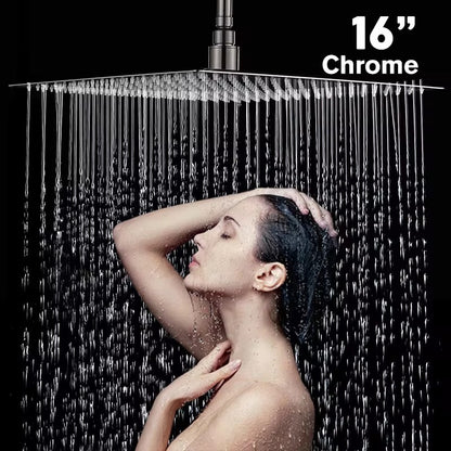 8" 10" 12" Stainless Steel High Pressure Rainfall Shower Head Large Flow Square Pressure Boosting Design Spa Bathroom Showerhead