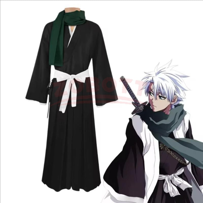 Anime Hitsugaya Toshiro Cosplay Costume Black White  Kimono Wig Full Set Shihakusho Thousand Year Blood War Kimono Uniform