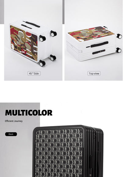 Classic Fashion Unisex New Roller Luggage Letter Design Large Capacity Business Travel Luggage