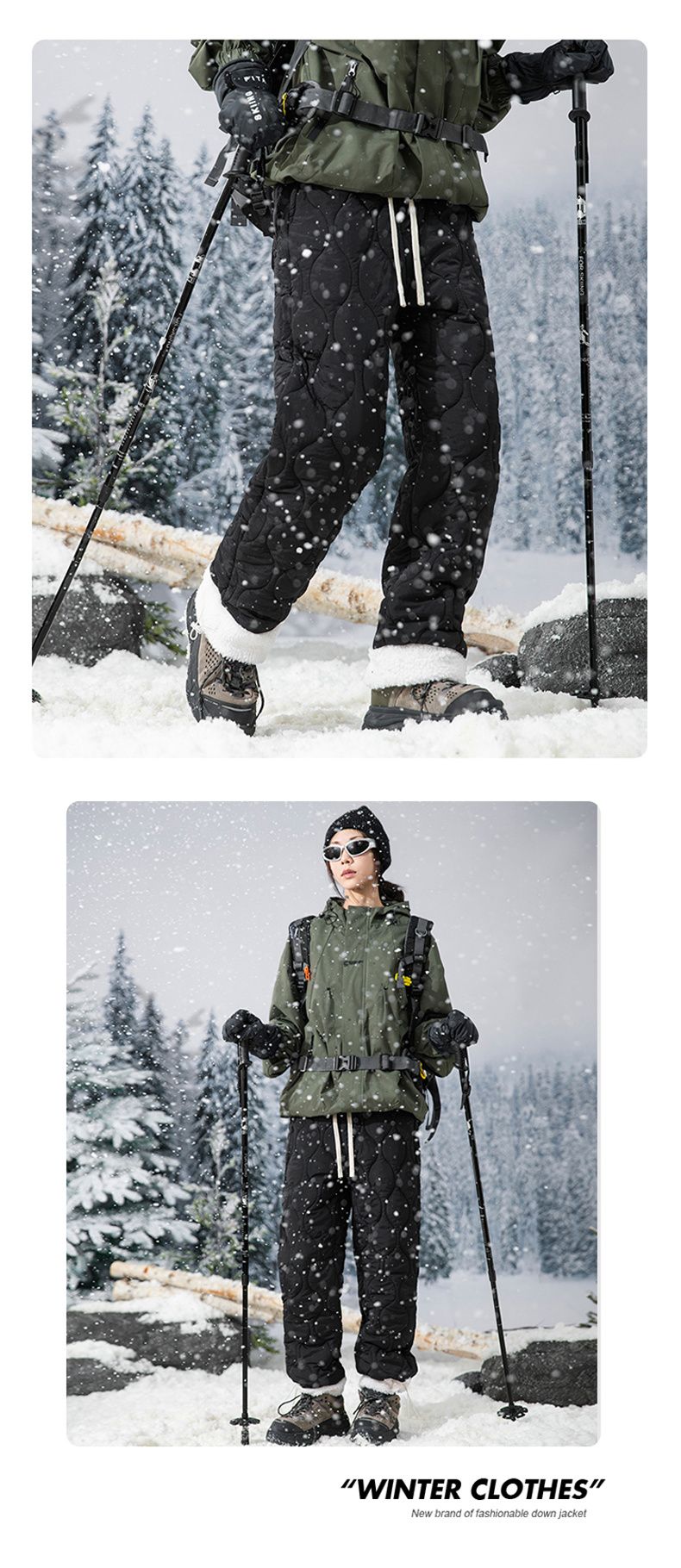 Calça de Neve Masculina, Marca de Moda, Grossa, À Prova de Vento, Quente, Veludo de Cordeiro, Calça Feminina Casual, À Prova de Frio, Acolchoada com Algodão e Penugem