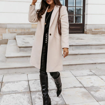 Casual Women Autumn Winter Pocket Lapel Overcoat Button Warm Long Coat Jacket 2020 HOT SALE