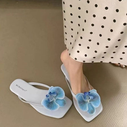 Daily Sweet Butterfly Orchid Slipper Summer Vacation Flower Flip Flops Elegant Out Wear Women's Sandals Ladies/Girls