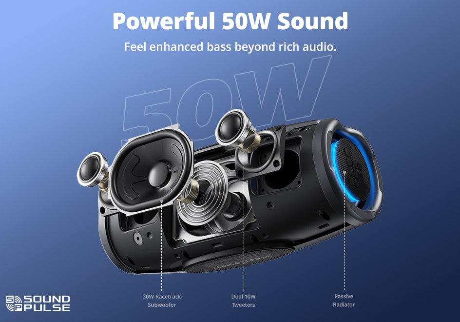 Tronsmart Mirtune S100 Speaker Bluetooth Powerful Speaker with 50W, IPX7 Waterproof, Retractable Handle, Built-in Powerbank