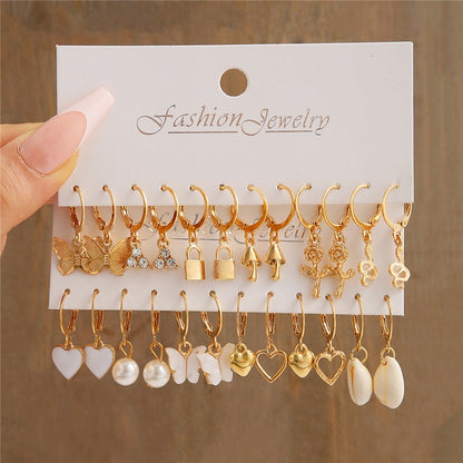 Brincos Grandes de Coração Dourado e Prateado YOBEST para Mulheres, Conjunto de Brincos Borboleta Pendurados, Presentes de Joias Femininas, Nova Moda, 2025
