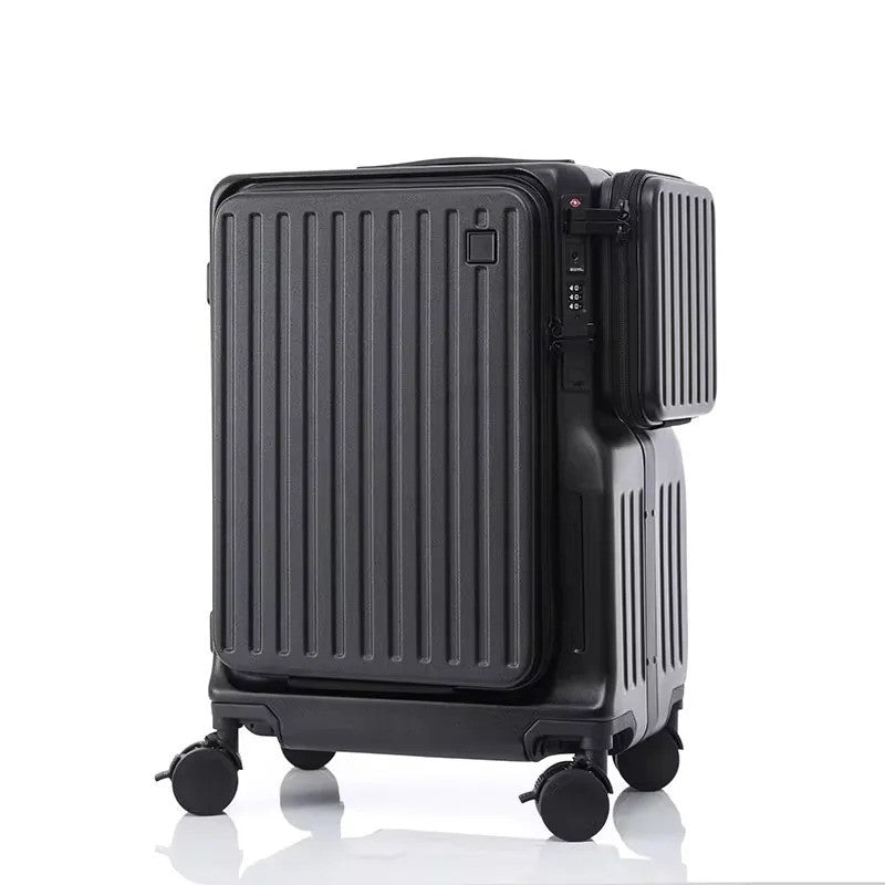 Mala de Viagem Multifuncional com Abertura Frontal para Laptop Carregamento USB Mala de Carrinho de 20 Polegadas ABS + PC para Viagem