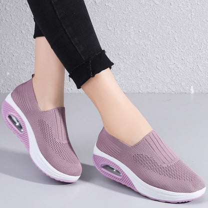 Summer Women Fashion Vulcanized Sneakers Platform Solid Color Flat Ladies Shoes Casual Breathable Wedges Ladies Walking Sneakers
