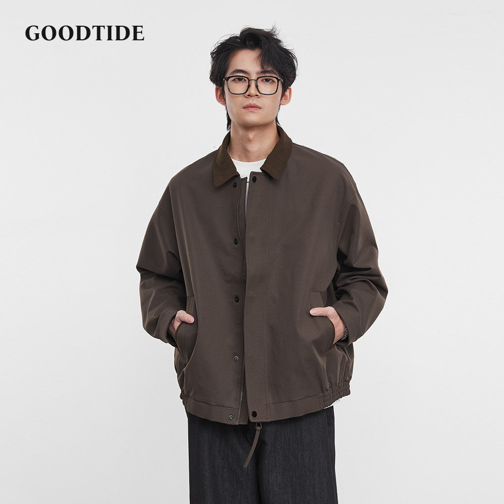 American Retro Men's Fashion Jacket 2025 Spring and Autumn New Loose Solid Color Lapel Workwear Top Men's Jacket